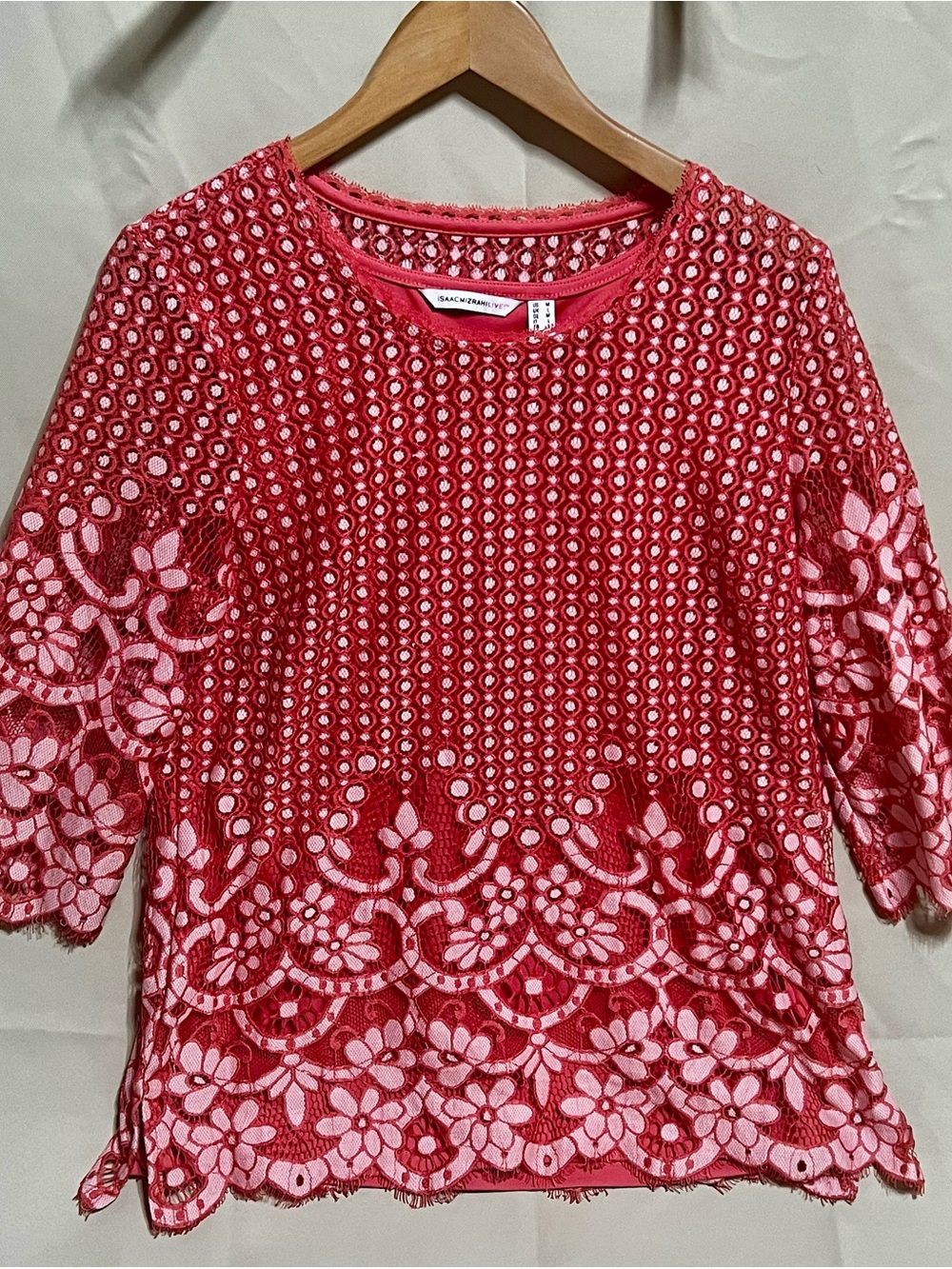 Isaac Mizrahi Floral Eyelet Lace Top